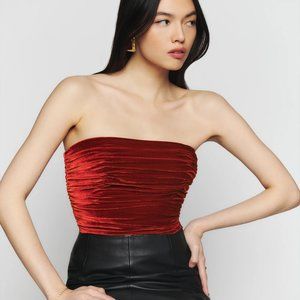 Reformation Addie Strapless  Velvet Top